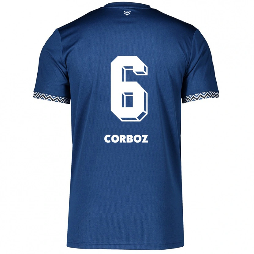 Danxen Niño Camiseta Mael Corboz #6 Azul Marino Blanco 1ª Equipación 2025/26 La Camisa México