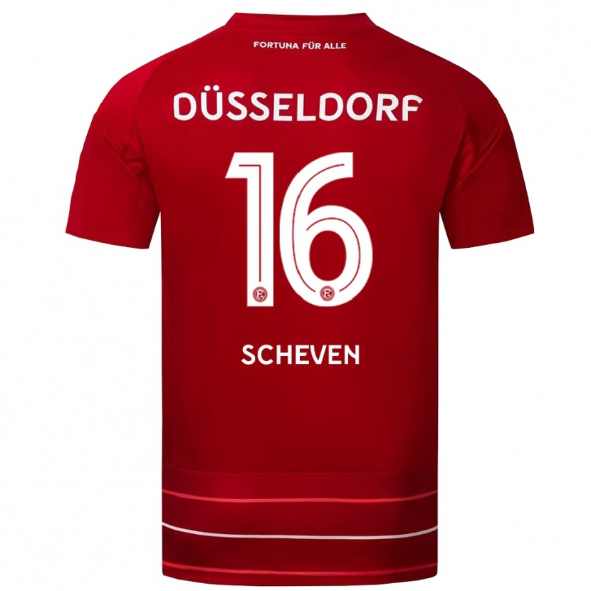 Danxen Niño Camiseta Josua Scheven #16 Rojo Blanco 1ª Equipación 2025/26 La Camisa México