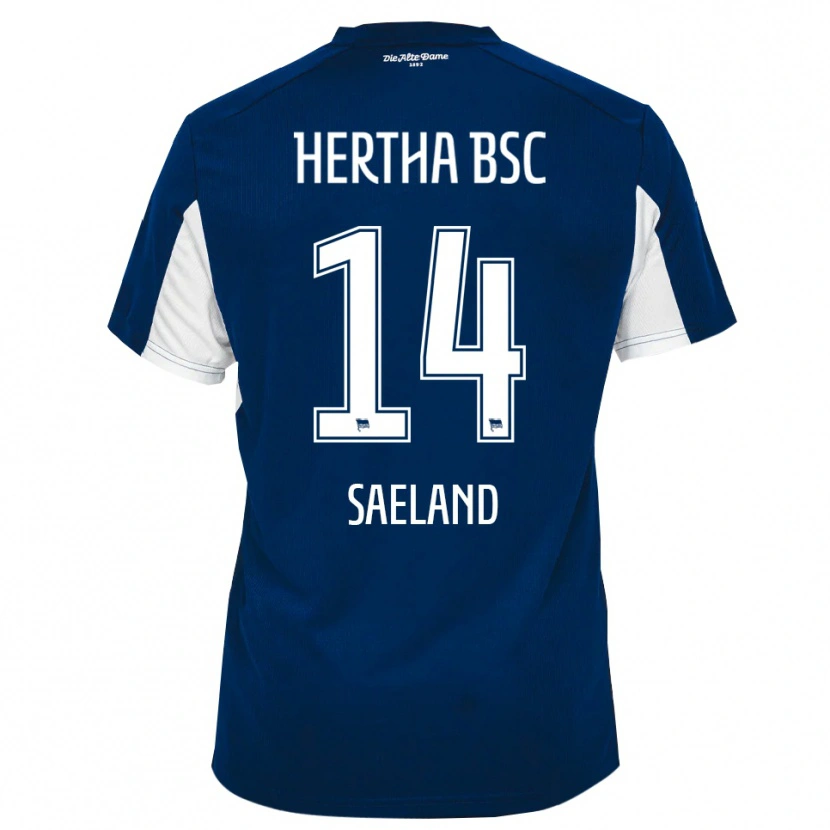 Danxen Niño Camiseta Sari Saeland #14 Blanco Azul 1ª Equipación 2025/26 La Camisa México