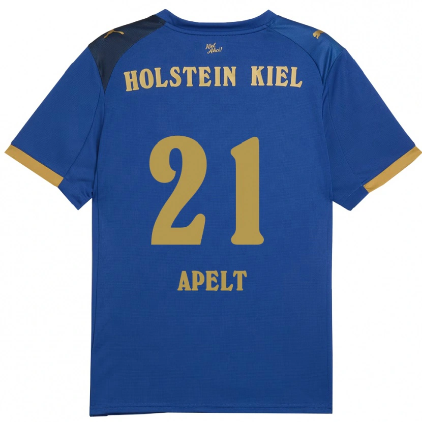 Danxen Niño Camiseta Maximilian Apelt #21 Azul Dorado 1ª Equipación 2025/26 La Camisa México