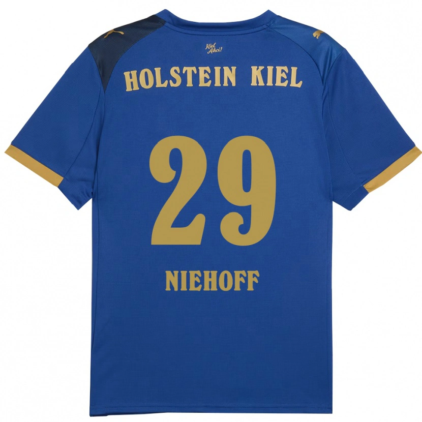 Danxen Niño Camiseta Niklas Niehoff #29 Azul Dorado 1ª Equipación 2025/26 La Camisa México