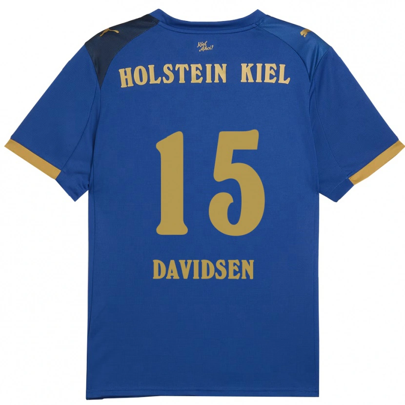 Danxen Niño Camiseta Kasper Davidsen #15 Azul Dorado 1ª Equipación 2025/26 La Camisa México