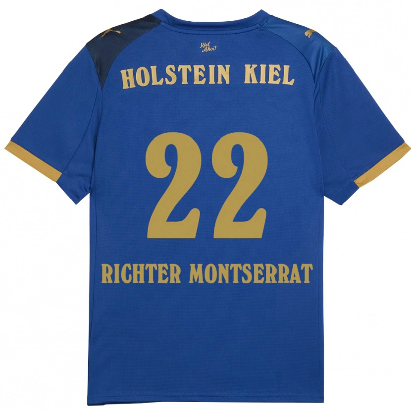 Danxen Niño Camiseta Mark Richter Montserrat #22 Azul Dorado 1ª Equipación 2025/26 La Camisa México