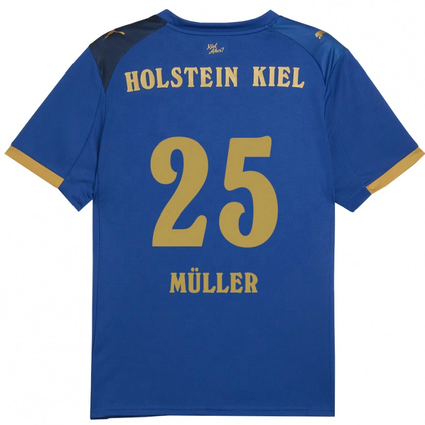 Danxen Niño Camiseta Marcus Müller #25 Azul Dorado 1ª Equipación 2025/26 La Camisa México
