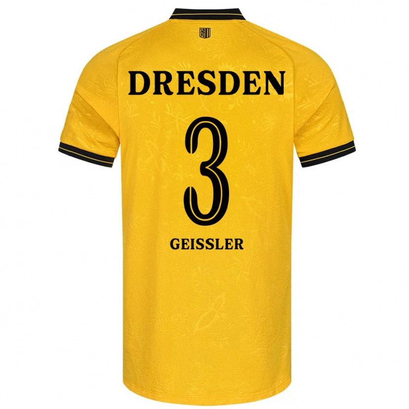 Danxen Niño Camiseta Jonathan Geißler #3 Amarillo Negro 1ª Equipación 2025/26 La Camisa México