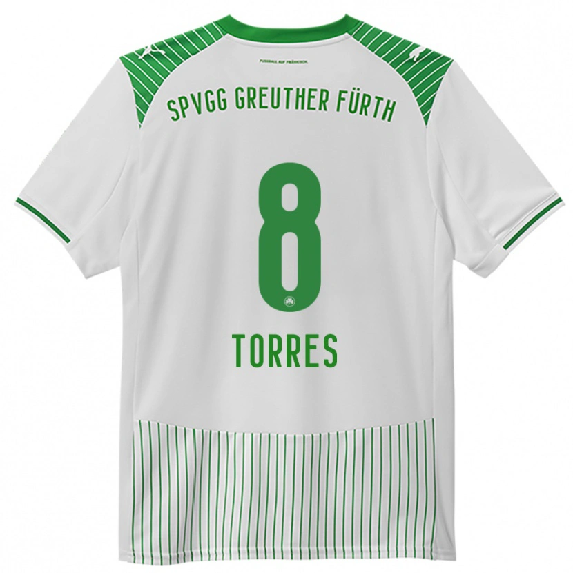 Danxen Niño Camiseta Lucas Torres #8 Blanco Verde 1ª Equipación 2025/26 La Camisa México