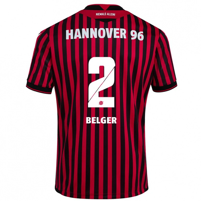 Danxen Niño Camiseta Max Belger #2 Rojo Negro 1ª Equipación 2025/26 La Camisa México