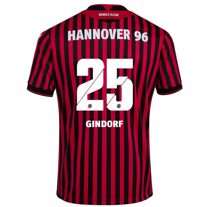 Danxen Niño Camiseta Lars Gindorf #25 Rojo Negro 1ª Equipación 2025/26 La Camisa México