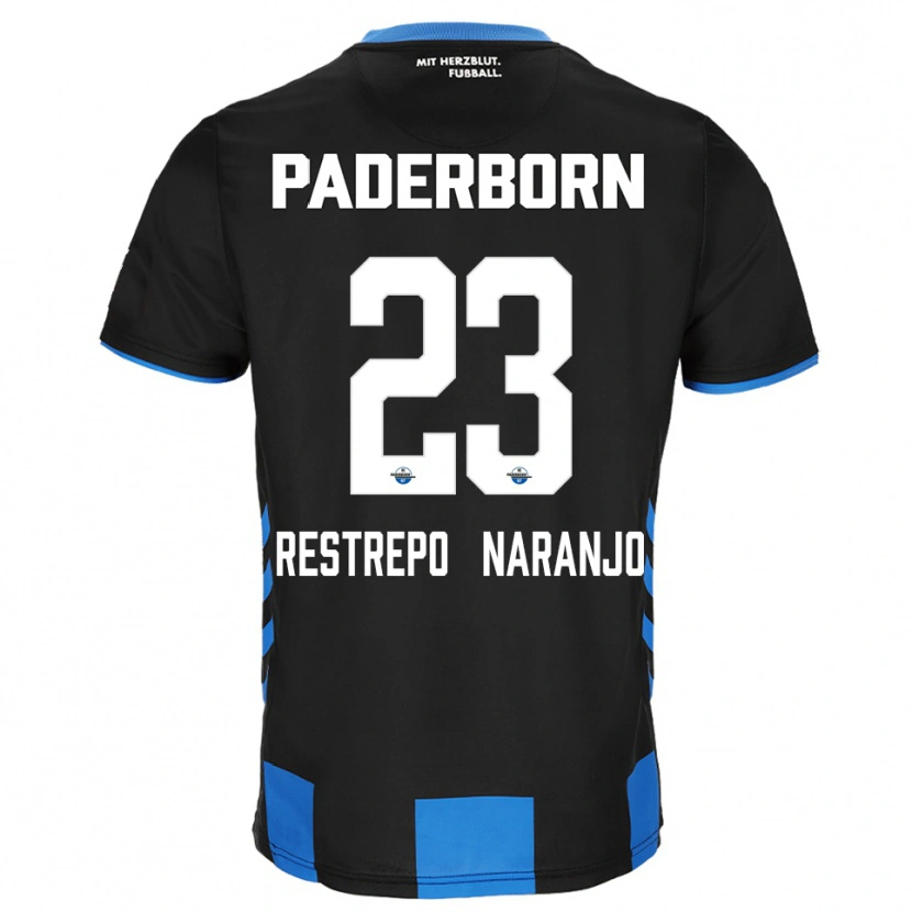 Danxen Niño Camiseta Pedro Restrepo Naranjo #23 Negro Azul 1ª Equipación 2025/26 La Camisa México