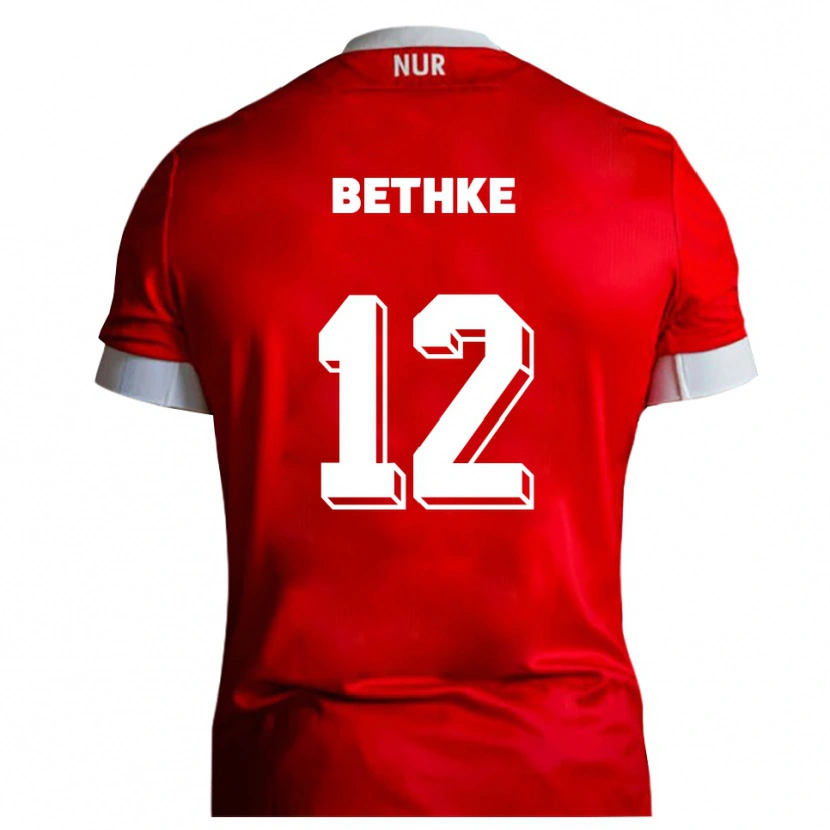 Danxen Niño Camiseta Elias Bethke #12 Rojo Blanco 1ª Equipación 2025/26 La Camisa México