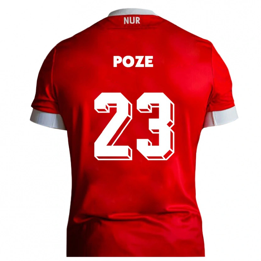 Danxen Niño Camiseta Paulas Poze #23 Rojo Blanco 1ª Equipación 2025/26 La Camisa México