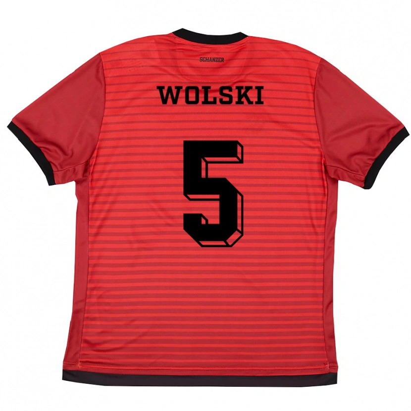 Danxen Niño Camiseta Lea Wolski #5 Rojo Negro 1ª Equipación 2025/26 La Camisa México