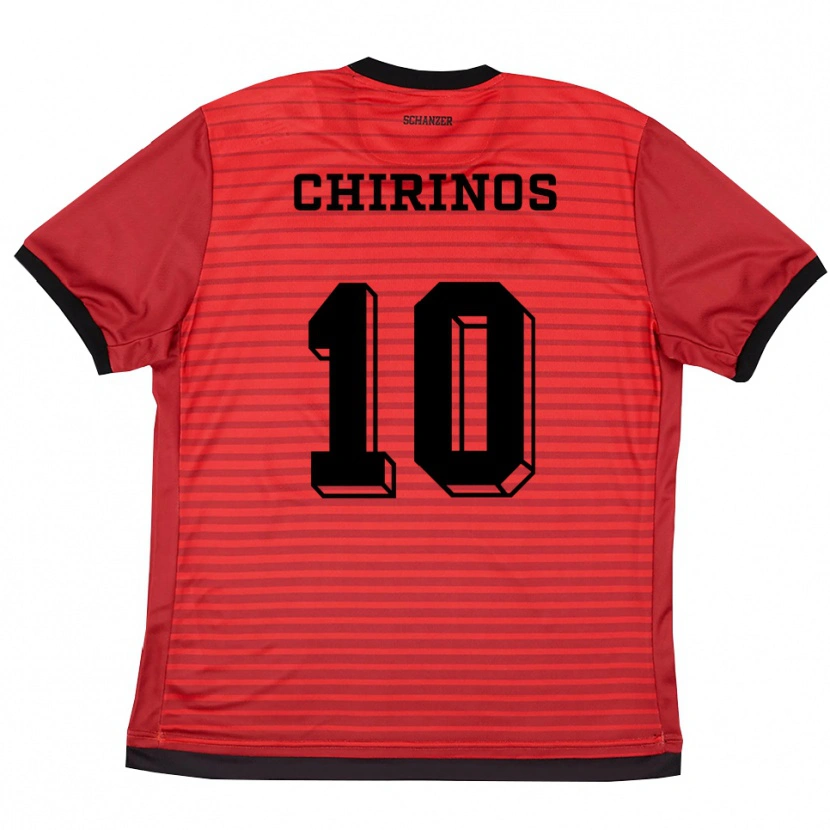 Danxen Niño Camiseta Johann Chirinos #10 Rojo Negro 1ª Equipación 2025/26 La Camisa México
