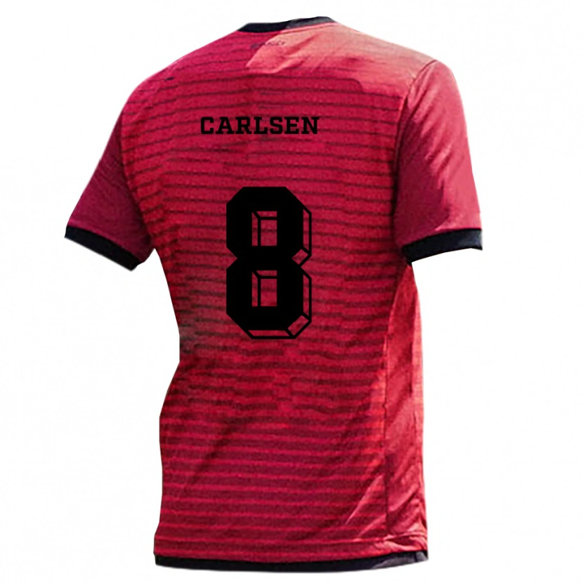 Danxen Niño Camiseta Fredrik Carlsen #8 Rojo Negro 1ª Equipación 2025/26 La Camisa México