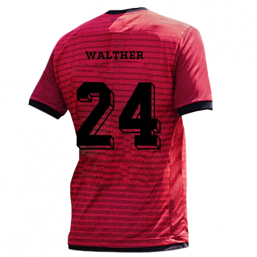 Danxen Niño Camiseta Felix Walther #24 Rojo Negro 1ª Equipación 2025/26 La Camisa México