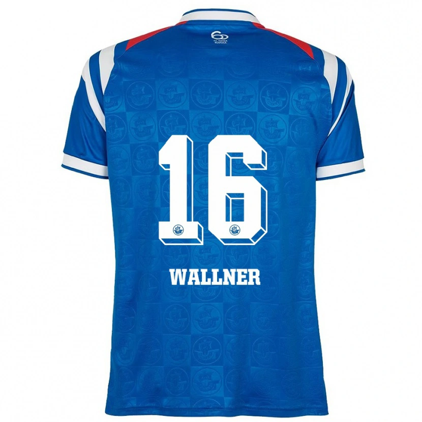 Danxen Niño Camiseta Lukas Wallner #16 Azul Blanco Rojo 1ª Equipación 2025/26 La Camisa México