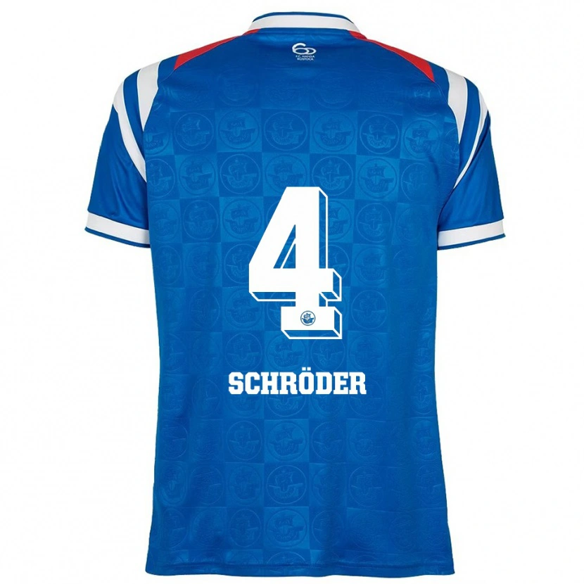 Danxen Niño Camiseta Lisa Schröder #4 Azul Blanco Rojo 1ª Equipación 2025/26 La Camisa México