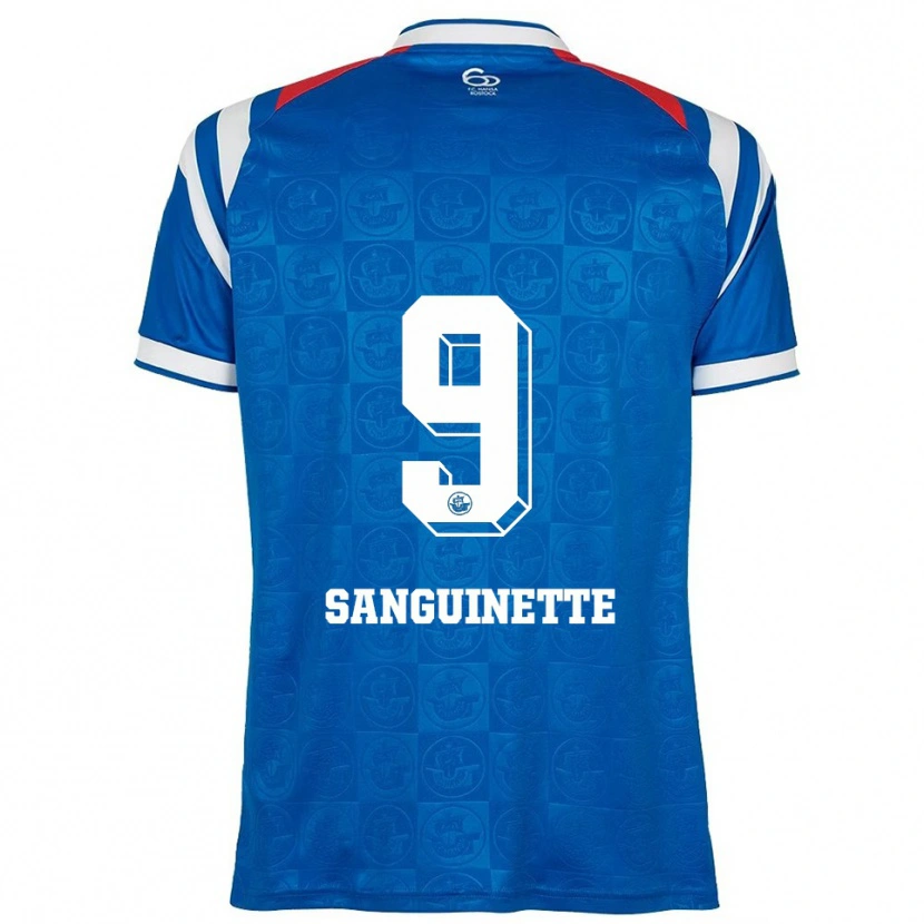 Danxen Niño Camiseta Pierre Sanguinette #9 Azul Blanco Rojo 1ª Equipación 2025/26 La Camisa México