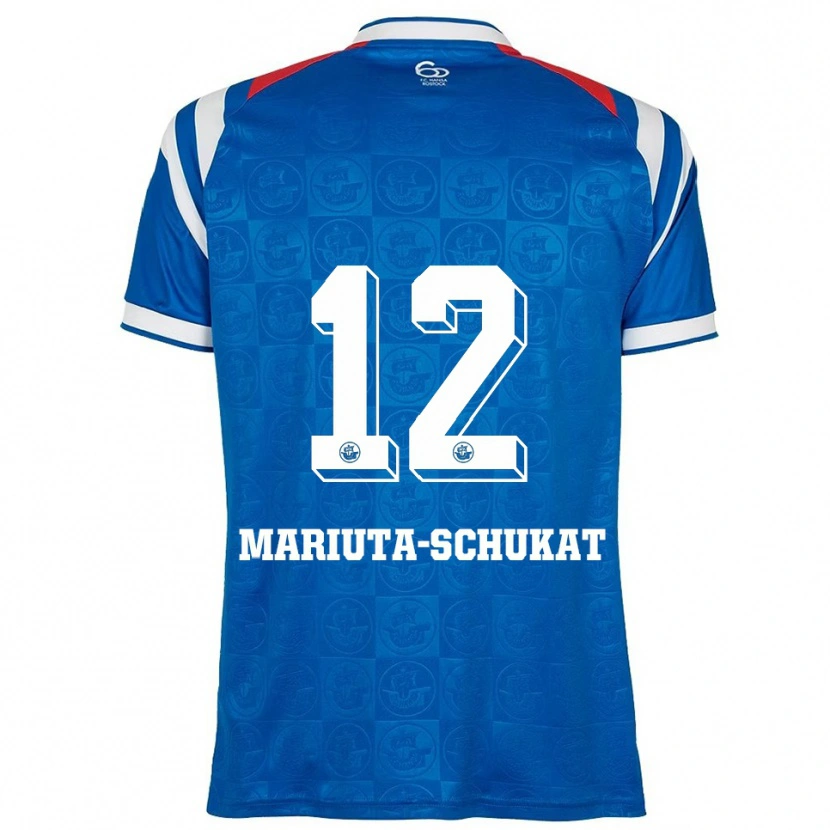 Danxen Niño Camiseta Lara Mariuta-Schukat #12 Azul Blanco Rojo 1ª Equipación 2025/26 La Camisa México