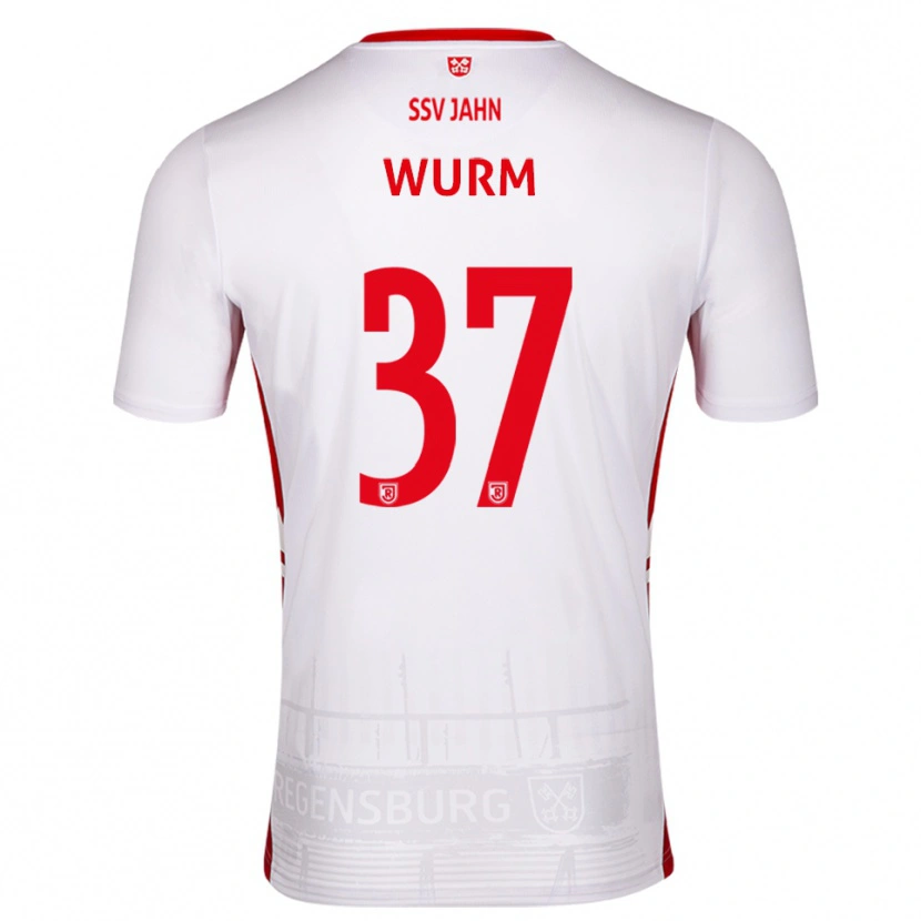 Danxen Niño Camiseta Leopold Wurm #37 Blanco Rojo 1ª Equipación 2025/26 La Camisa México