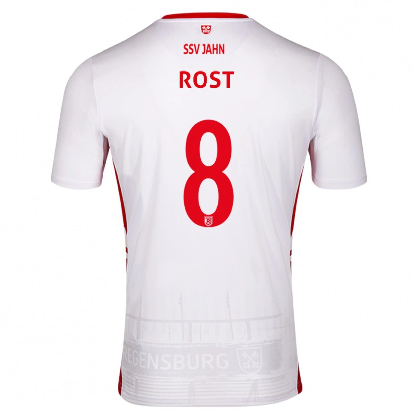 Danxen Niño Camiseta Fabio Rost #8 Blanco Rojo 1ª Equipación 2025/26 La Camisa México