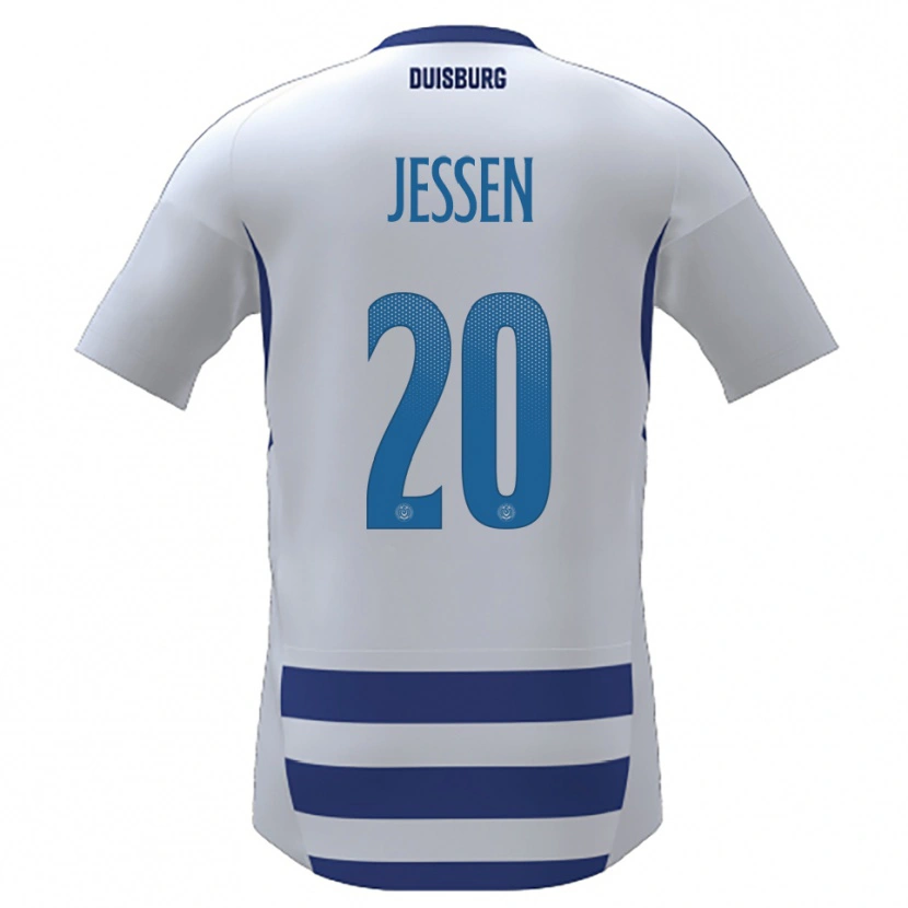 Danxen Niño Camiseta Niklas Jessen #20 Blanco Azul 1ª Equipación 2025/26 La Camisa México