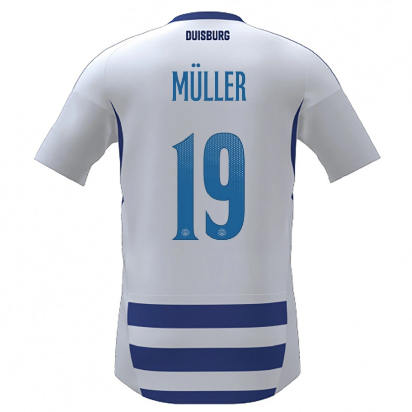 Danxen Niño Camiseta Leon Müller #19 Blanco Azul 1ª Equipación 2025/26 La Camisa México