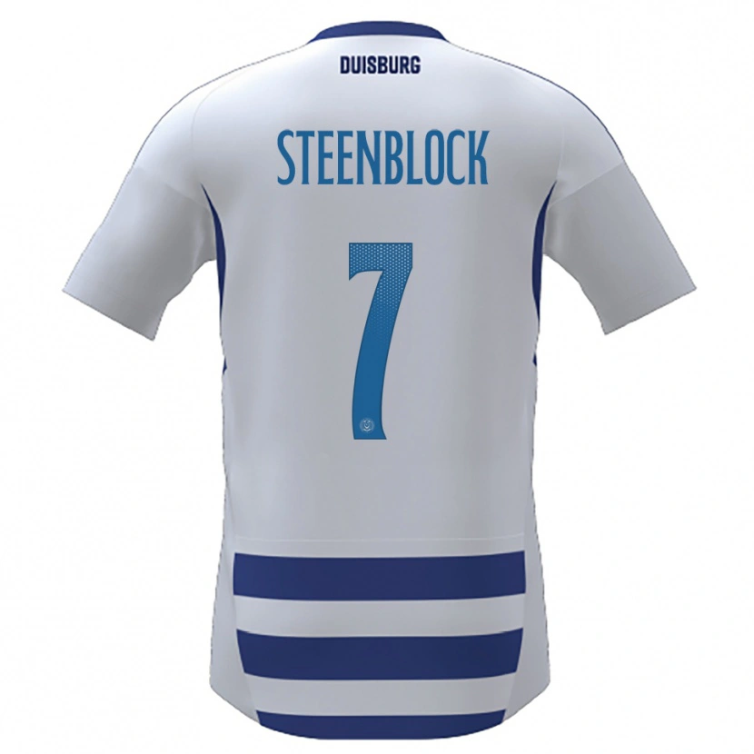 Danxen Niño Camiseta Jannis Steenblock #7 Blanco Azul 1ª Equipación 2025/26 La Camisa México