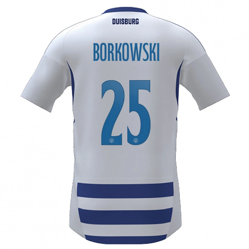Danxen Niño Camiseta Dennis Borkowski #25 Blanco Azul 1ª Equipación 2025/26 La Camisa México