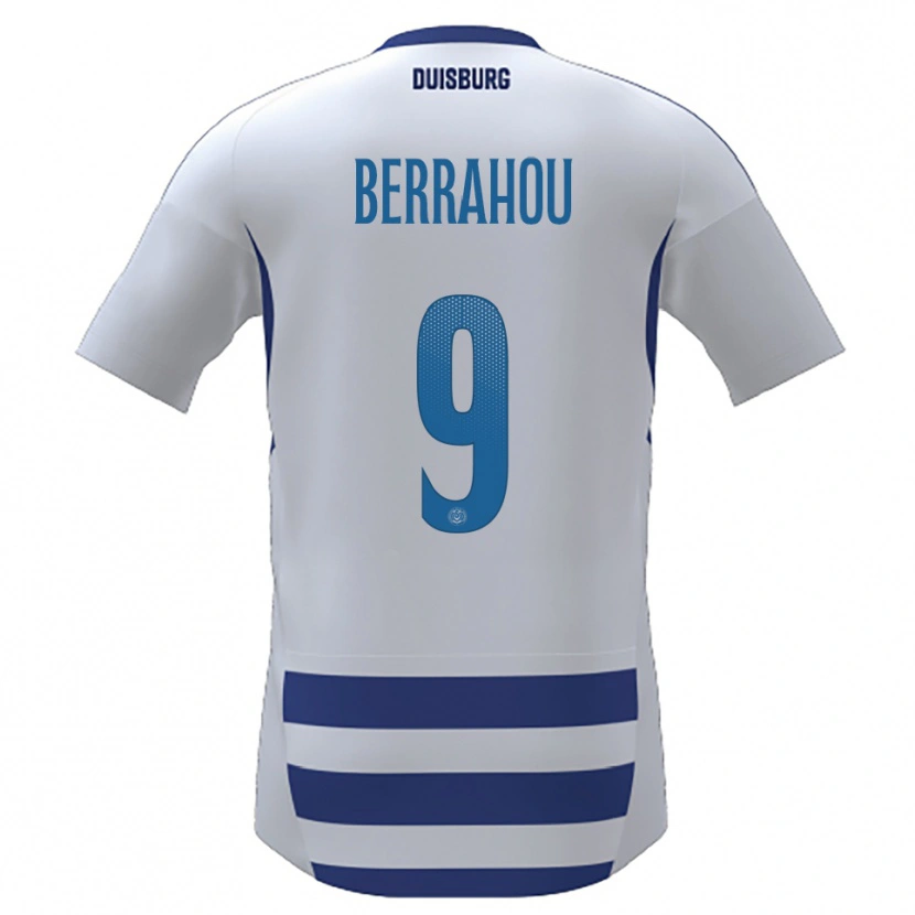 Danxen Niño Camiseta Mohammed Berrahou #9 Blanco Azul 1ª Equipación 2025/26 La Camisa México