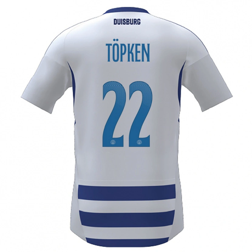 Danxen Niño Camiseta Thilo Töpken #22 Blanco Azul 1ª Equipación 2025/26 La Camisa México