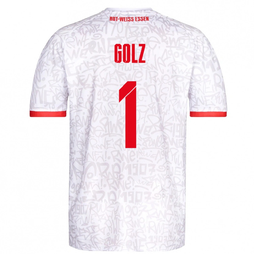 Danxen Niño Camiseta Jakob Golz #1 Blanco Rojo 1ª Equipación 2025/26 La Camisa México