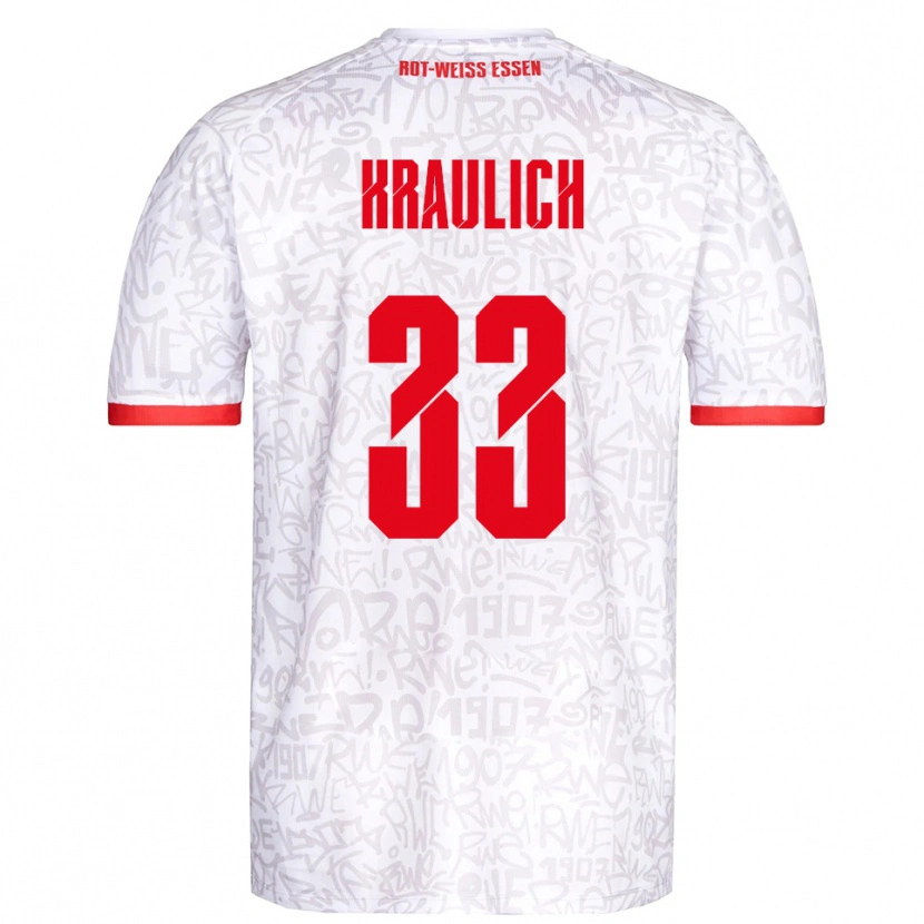 Danxen Niño Camiseta Tobias Kraulich #33 Blanco Rojo 1ª Equipación 2025/26 La Camisa México