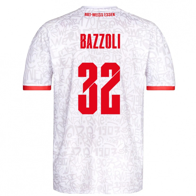 Danxen Niño Camiseta Luca Bazzoli #32 Blanco Rojo 1ª Equipación 2025/26 La Camisa México