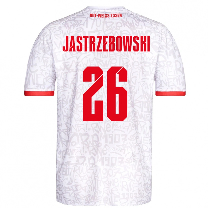 Danxen Niño Camiseta Oliver Jastrzebowski #26 Blanco Rojo 1ª Equipación 2025/26 La Camisa México
