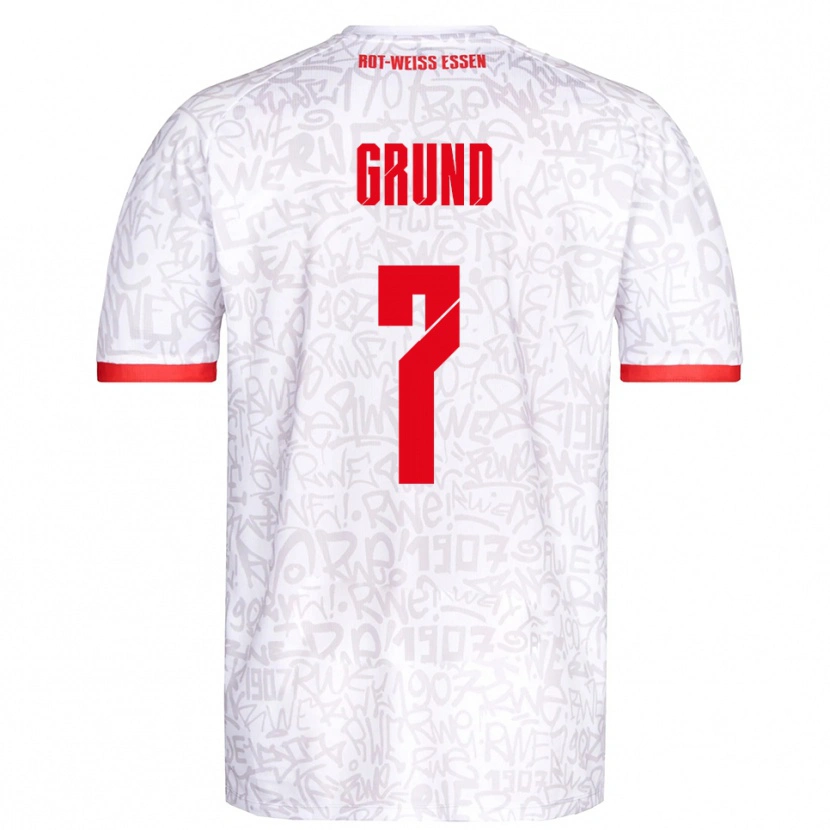 Danxen Niño Camiseta Kevin Grund #7 Blanco Rojo 1ª Equipación 2025/26 La Camisa México