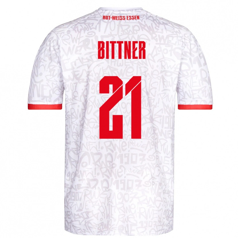 Danxen Niño Camiseta Lucas Bittner #21 Blanco Rojo 1ª Equipación 2025/26 La Camisa México