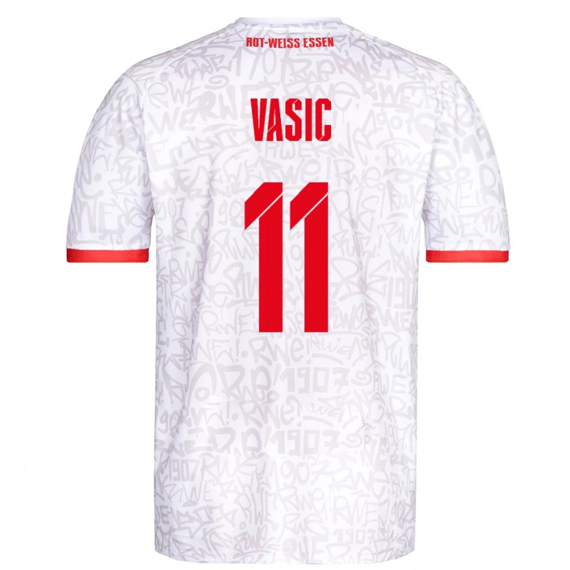 Danxen Niño Camiseta Fadih Vasic #11 Blanco Rojo 1ª Equipación 2025/26 La Camisa México