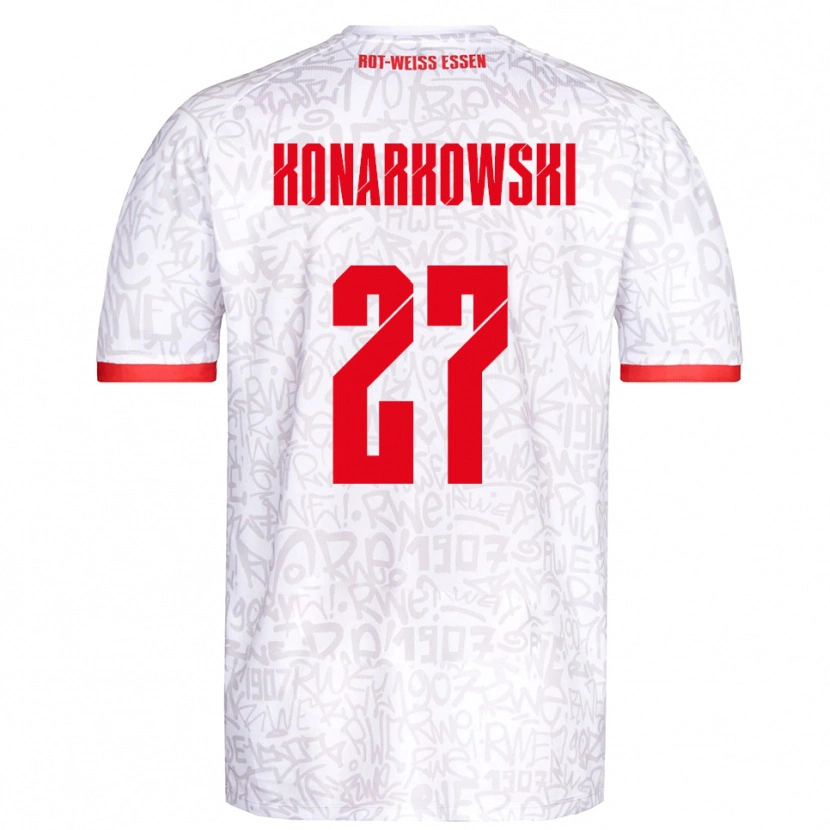 Danxen Niño Camiseta Mirco Konarkowski #27 Blanco Rojo 1ª Equipación 2025/26 La Camisa México