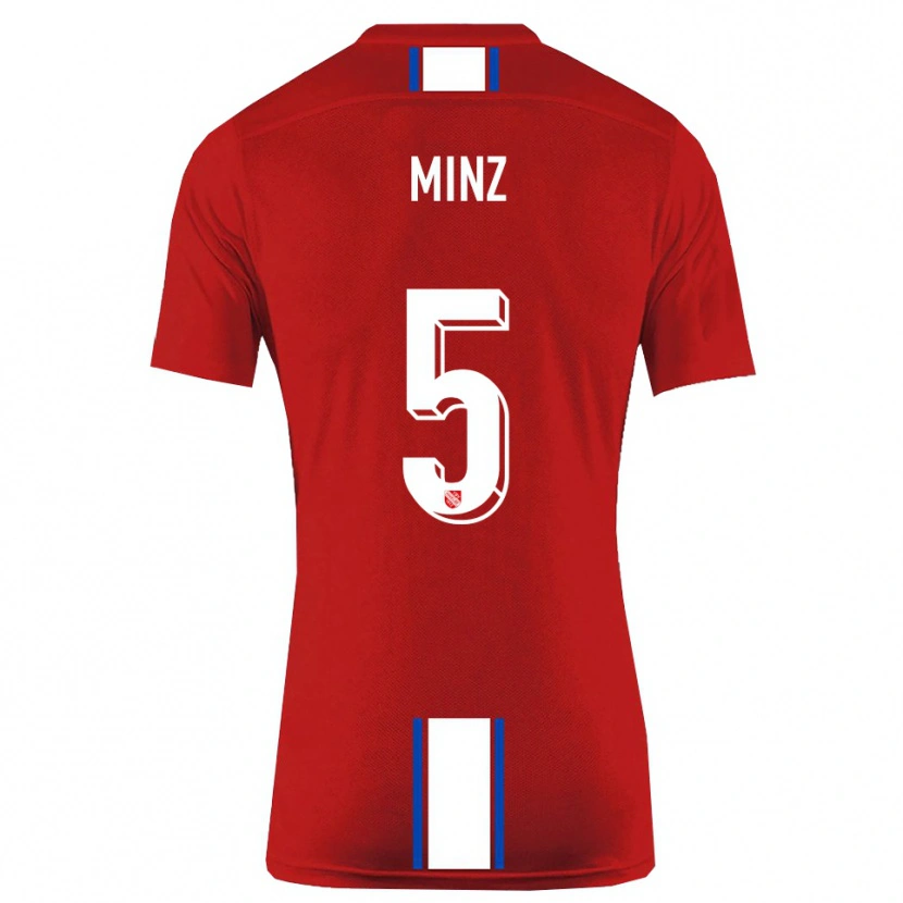 Danxen Niño Camiseta Dominic Minz #5 Rojo Blanco 1ª Equipación 2025/26 La Camisa México
