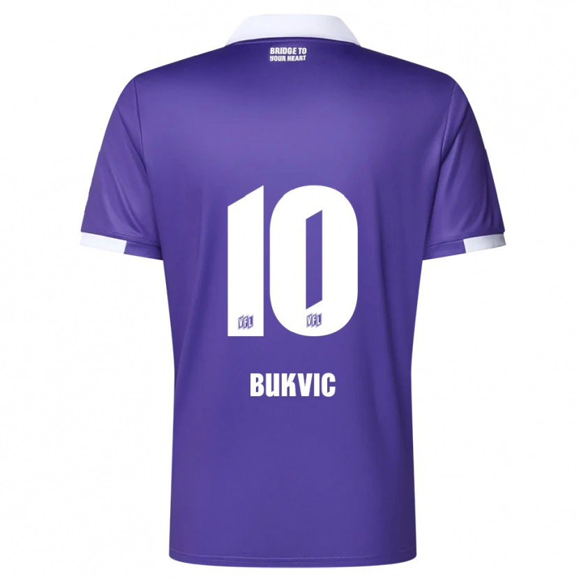 Danxen Niño Camiseta Adem Bukvic #10 Púrpura Blanco 1ª Equipación 2025/26 La Camisa México