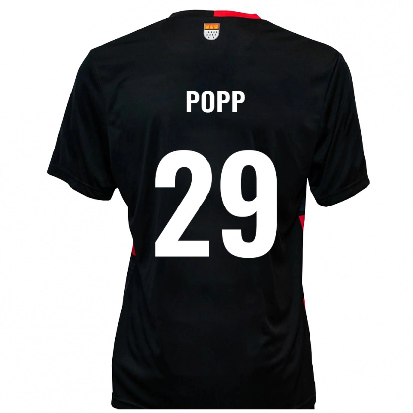 Danxen Niño Camiseta Leander Popp #29 Negro Rojo 1ª Equipación 2025/26 La Camisa México