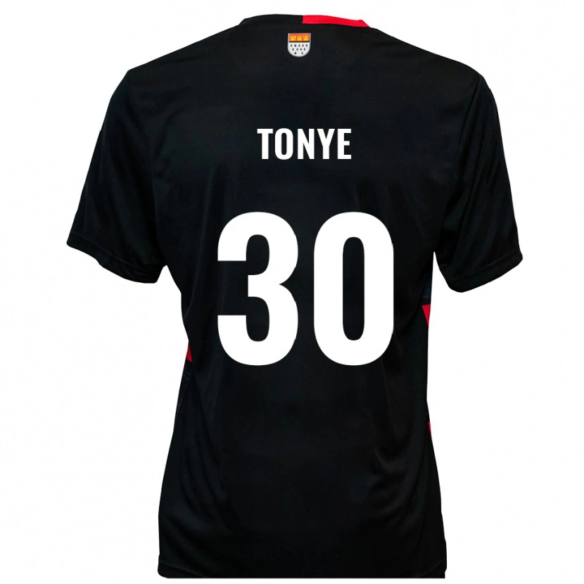 Danxen Niño Camiseta Yannick Tonye #30 Negro Rojo 1ª Equipación 2025/26 La Camisa México