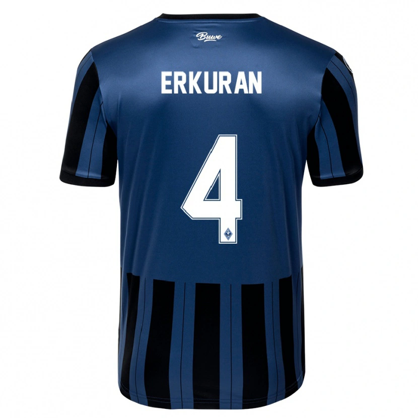 Danxen Niño Camiseta Emirhan Erkuran #4 Azul Gris Negro 1ª Equipación 2025/26 La Camisa México