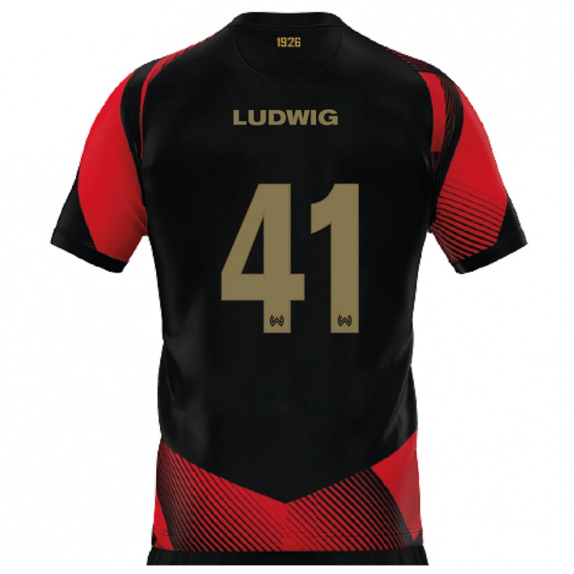 Danxen Niño Camiseta Finn Ludwig #41 Negro Rojo 1ª Equipación 2025/26 La Camisa México