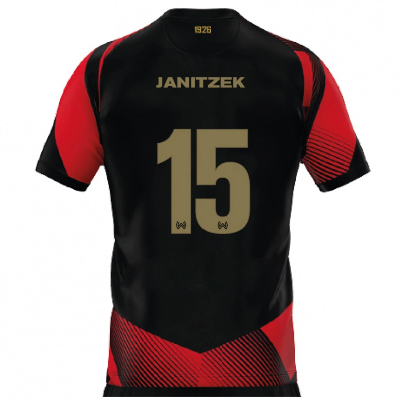 Danxen Niño Camiseta Justin Janitzek #15 Negro Rojo 1ª Equipación 2025/26 La Camisa México