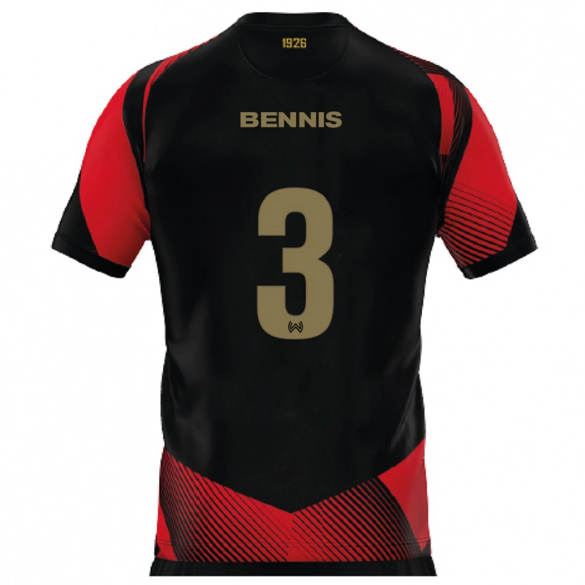 Danxen Niño Camiseta Amir Bennis #3 Negro Rojo 1ª Equipación 2025/26 La Camisa México