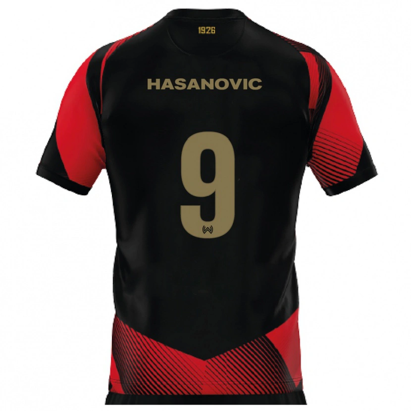 Danxen Niño Camiseta Karim Hasanovic #9 Negro Rojo 1ª Equipación 2025/26 La Camisa México
