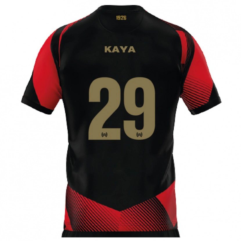 Danxen Niño Camiseta Fatih Kaya #29 Negro Rojo 1ª Equipación 2025/26 La Camisa México