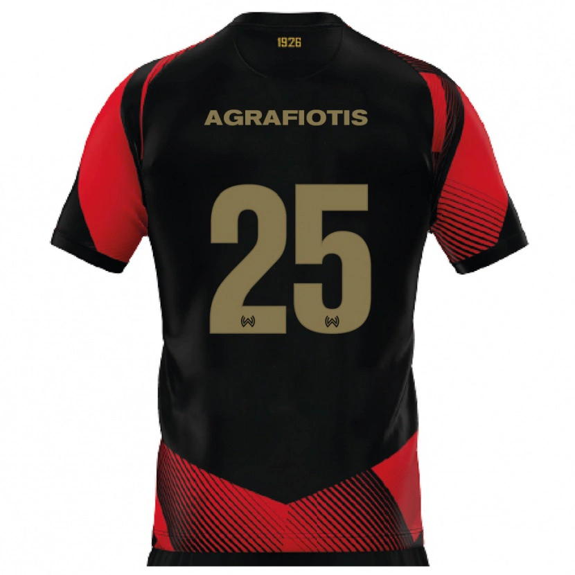 Danxen Niño Camiseta Nikolas Agrafiotis #25 Negro Rojo 1ª Equipación 2025/26 La Camisa México